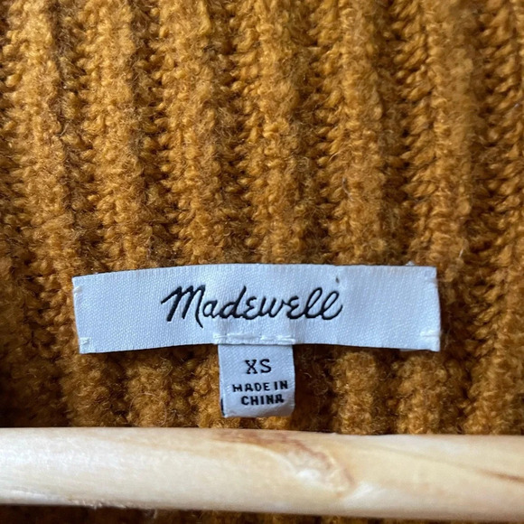 Madewell Northfield Mock Neck Chunky Funnel Knit Harvest Gold Sweater - Picture 3 of 13